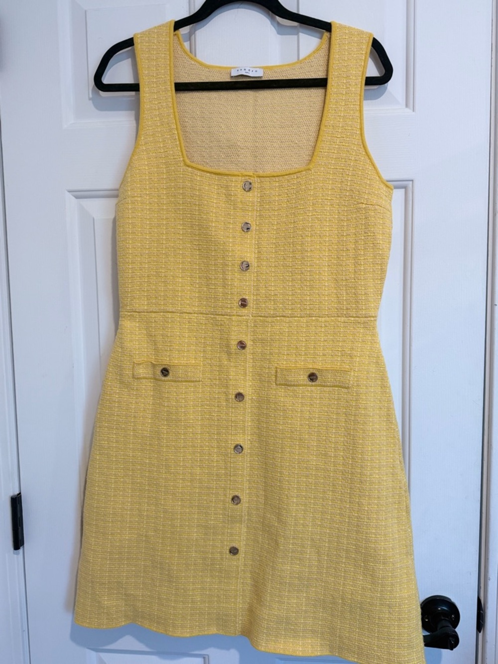 Sandro Yellow Textured Mini Shift Dress - Picture 6 of 13